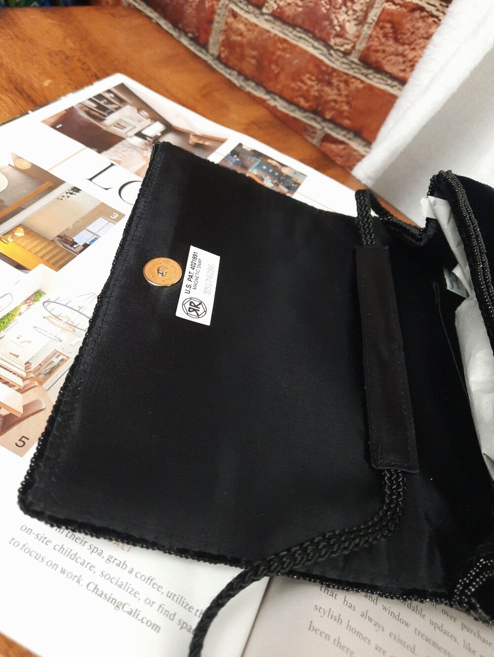 Black Beaded Floral Evening Crossbody - Picture 10 of 11